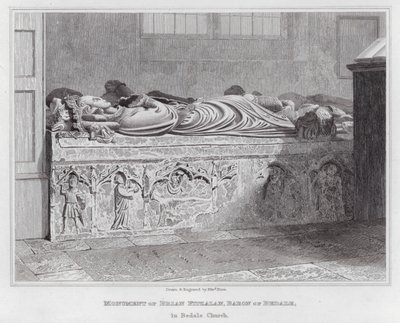 Památník Briana Fitzalan, baron z Bedale, v Bedale Church (rytina) od Edward Blore