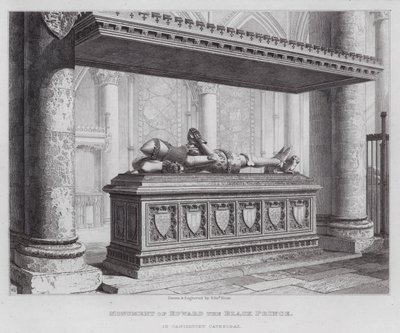 Památník Edwarda Černého prince, v katedrále v Canterbury (rytina) od Edward Blore