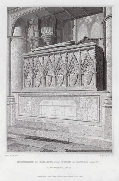 Památník Eleonory, královny Edwarda I., ve Westminsterském opatství (rytina) od Edward Blore