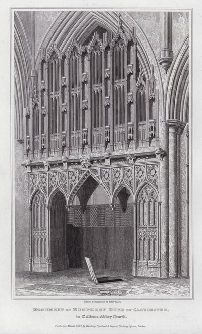 Památník Humphreyho vévody z Gloucesteru, v kostele St Albans Abbey (rytina) od Edward Blore