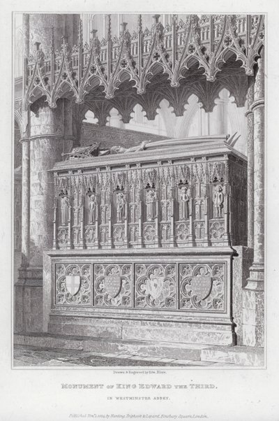 Památník krále Edwarda Třetího, ve Westminsterském opatství (rytina) od Edward Blore