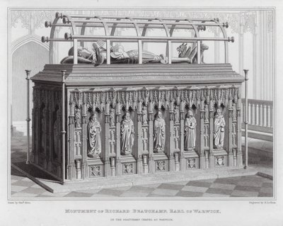 Památník Richarda Beauchampa, hraběte z Warwicku, v kapli Beauchamp ve Warwicku (rytina) od Edward Blore