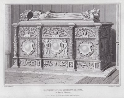 Památník sira Anthonyho Brownea, v Battle Church (rytina) od Edward Blore
