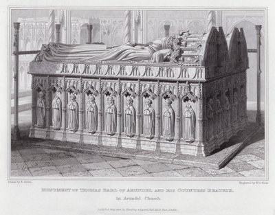 Památník Thomase hraběte z Arundelu a jeho hraběnky Beatrix, v Arundel Church (rytina) od Edward Blore