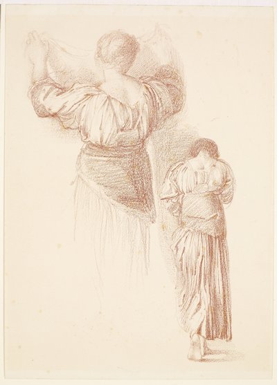 Female - Drapery Studies, Studie ženského závěsu při pohledu zezadu od Edward Burne-Jones