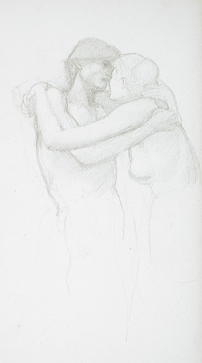 Objímající se nahý pár od Edward Burne-Jones