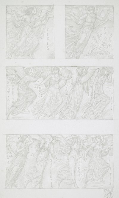Studie alegorických postav na papíře od Edward Burne-Jones