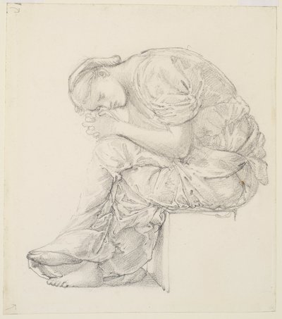 Lament - studie pro postavu napravo od Edward Burne-Jones