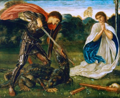Zápas: Svatý Jiří zabíjí draka VI od Edward Burne-Jones