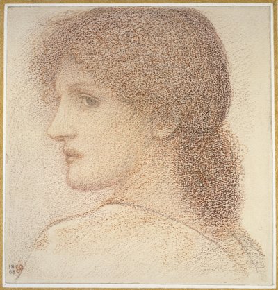 Studie ženské hlavy, otočená doleva, 1868 (červená křída na papíře) od Edward Burne Jones