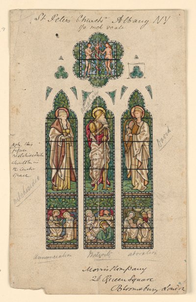 Kresba, kostel svatého Petra, Alb, asi 1870 od Edward Burne Jones