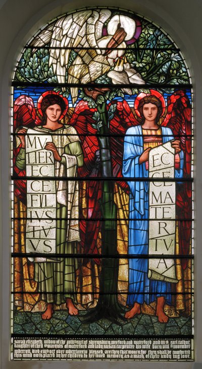 Pelikán ve své zbožnosti a andělé se svitky, 1890 od Edward Burne Jones