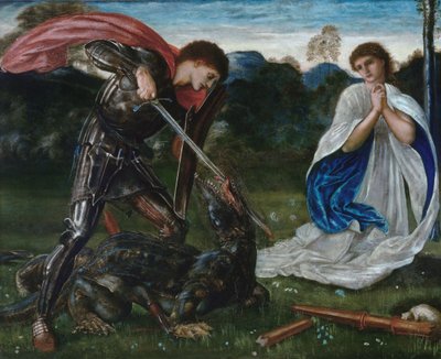 Zápas: Svatý Jiří zabíjí draka VI od Edward Burne Jones