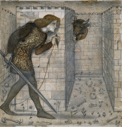 Design dlaždic - Theseus a Minotaurus v labyrintu od Edward Burne Jones