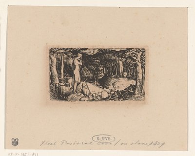 Venkovský život Ideální pastorační život od Edward Calvert (signed by artist)