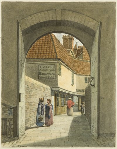 Bridewell Bridge and Gates (tužka a akvarel na papíře) od Edward Cashin