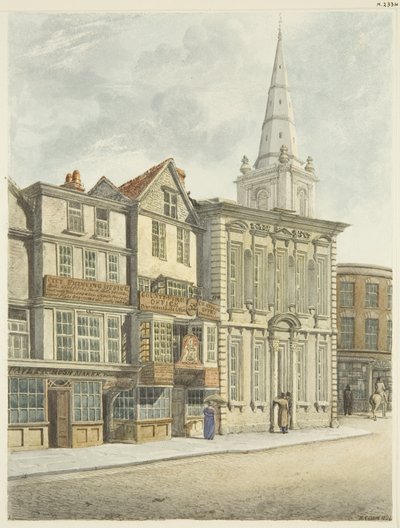 Old Council House, sundaný 1824 (tužka a akvarel na papíře) od Edward Cashin