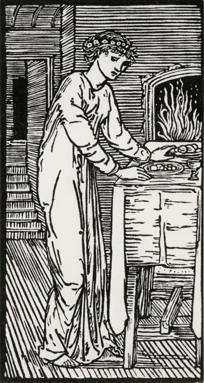 Psychika u stolu od Edward Coley (after) Burne Jones