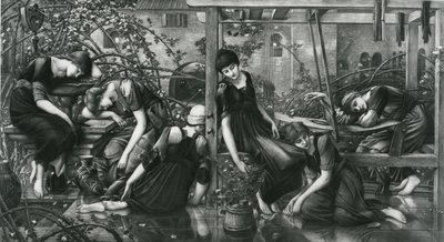Zahradní dvůr, ze série Briar Rose od Edward Coley (after) Burne Jones
