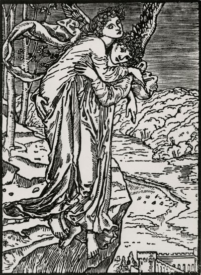 Zephyr a Psyche od Edward Coley (after) Burne Jones