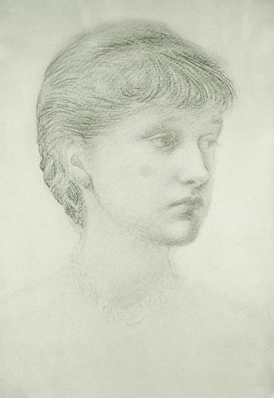 Portrét Madeleine Wyndham (zelená křída na papíře) od Edward Coley Burne Jones