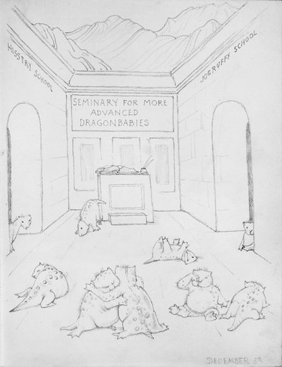 Seminář pro draky (tužka na papíře) od Edward Coley Burne Jones
