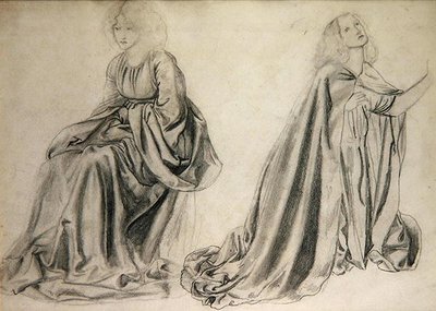 Studie pro „hráče backgammonu“ (tužka na papíře) od Edward Coley Burne Jones