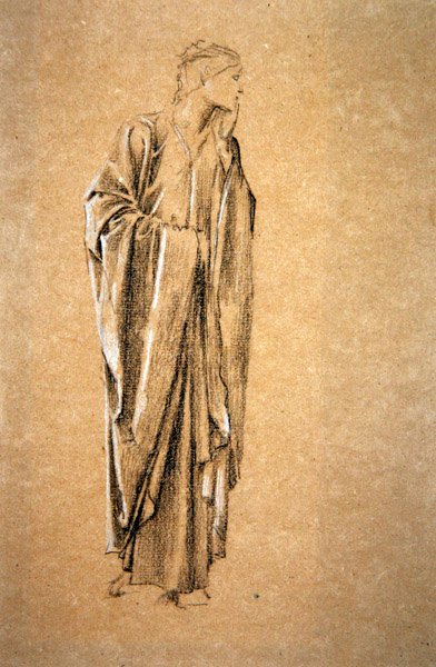 Study for Danae, c.1885 (černobílá křída na hnědém papíře) od Edward Coley Burne Jones