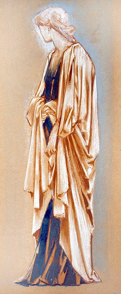 Studie zahalené postavy (kvaš, inkoust a tělová barva na papíře) od Edward Coley Burne Jones