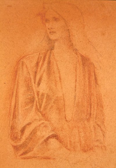 Studie dívky (tužka na papíře) od Edward Coley Burne Jones