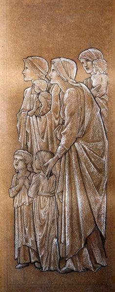 Nechte malé děti, aby přišly ke mně (černobílá křída na papíře) od Edward Coley Burne Jones