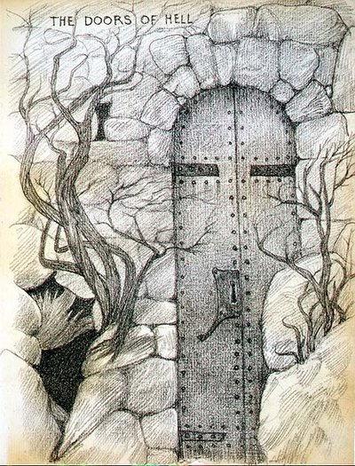 The Doors of Hell (tužka na papíře) od Edward Coley Burne Jones