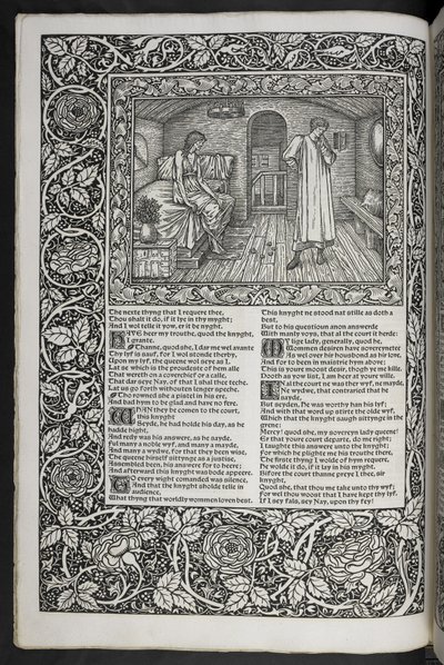 „The Works of Geoffrey Chaucer nyní nově potištěné obrázky navrženými Sirem Edwardem Burne-Jonesem“ od Edward Coley Burne Jones