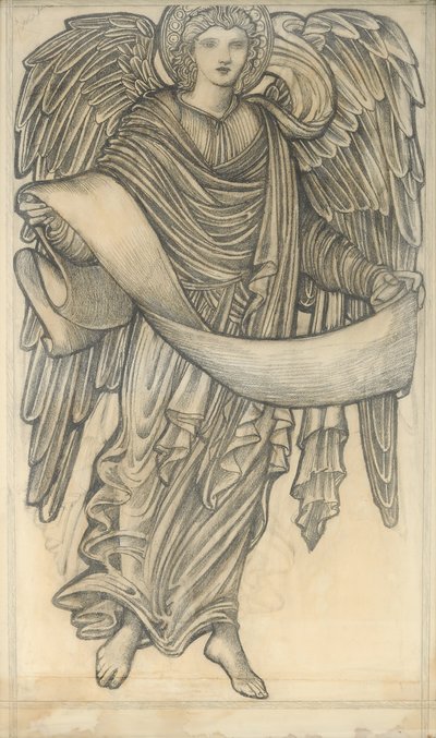 Anděl se svitkem - číslo osm, 1880 (křída na papíře) od Edward Burne Jones