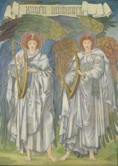 Angeli Laudantes, kolem roku 1887 (návrh pro okno v katedrále v Salisbury, také pro tapisérie) (barevné křídy na papíře) od Edward Burne Jones
