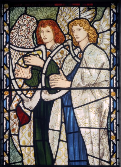 Andělé hrají na harfy, 1866 (vitráže) od Edward Burne Jones