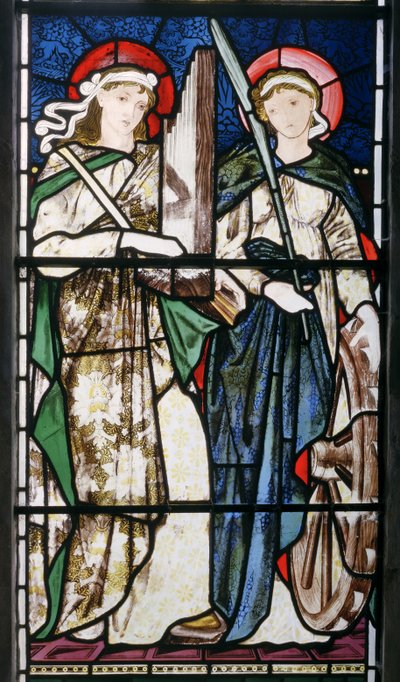 Bloxham, St Mary, Morris, Marshall, Faulkner & Co, Edward Burne-Jones, St Cecilia & St Catherine, 1869 od Edward Burne Jones