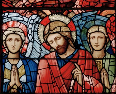 Kristus v majestátu, andělé strážní, serafíni, archandělé, detail z okna Nanebevstoupení, 1885 (vitráž) od Edward Burne Jones