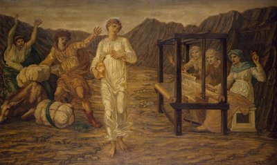 Cupid and Psyche - Palácové zelené nástěnné malby - Psyche nastavená Venus the Task, 1881 od Edward Burne Jones
