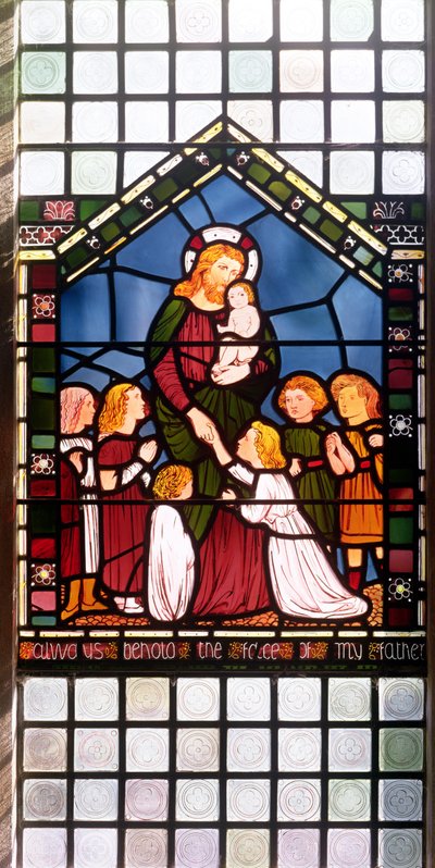 Detail Krista žehnajícího dětem, 1861 detail barevného skla z 150156 od Edward Burne Jones