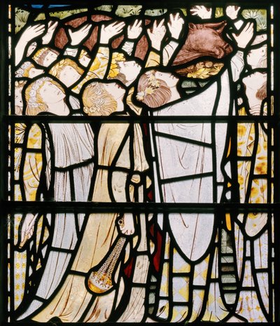 Eliáš a kněží Baalovi, detail, 1863 (vitráže) od Edward Burne Jones