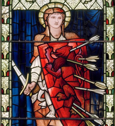 Postava Fortitude, kolem roku 1896 (barevné sklo) od Edward Burne Jones