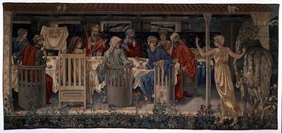 Quest for the Holy Grail Tapestries, Panel 1, Rytíři kulatého stolu svoláni k hledání podivnou slečnou, 1898-1899 od Edward Burne Jones