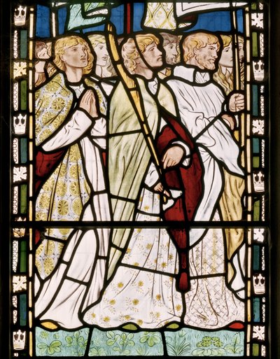Svatí s prapory, 1865 (vitráže) od Edward Burne Jones