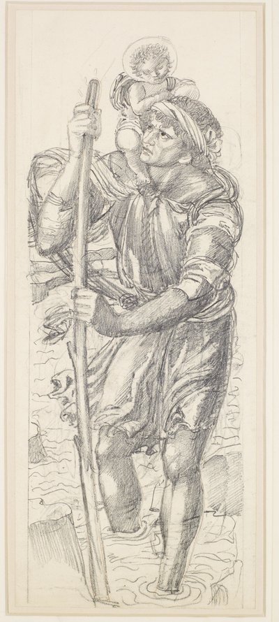 Svatý Kryštof a Jezulátko od Edward Coley Burne Jones