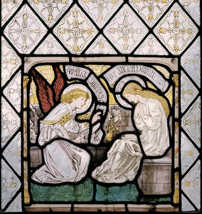 Zvěstování, detail z východního okna, 1865 (vitráže) od Edward Burne Jones