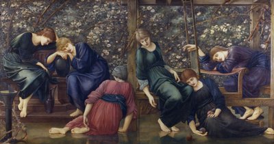 Zahradní dvůr, ze série Briar Rose, kolem roku 1894 (olej na plátně) od Edward Burne Jones