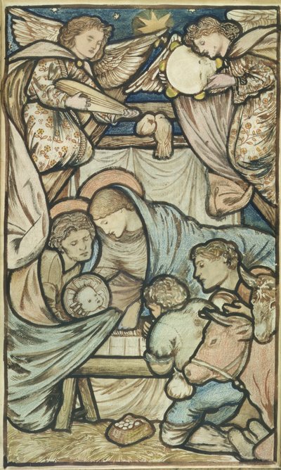 Narození Páně (sépie a barevná křída na papíře) od Edward Burne Jones