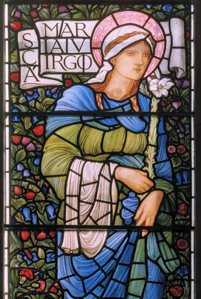 Panna Maria, východní okno, 1880 (vitráže) od Edward Burne Jones