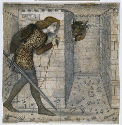 Theseus a Minotaurus v labyrintu od Edward Burne Jones